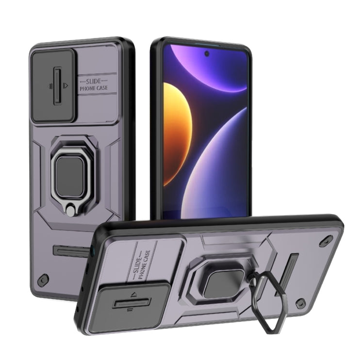 For Xiaomi Redmi Note 12 Turbo 5G Sliding Camshield TPU + PC Shockproof Phone Case with Holder(Purple) - free shipping - PMC TechLife - Order now!