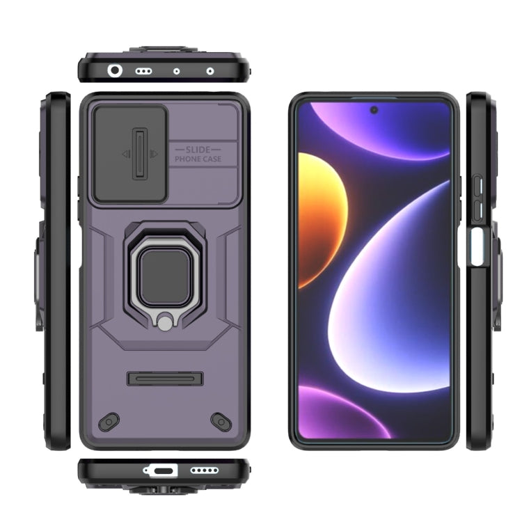 For Xiaomi Redmi Note 12 Turbo 5G Sliding Camshield TPU + PC Shockproof Phone Case with Holder(Purple) - free shipping - PMC TechLife - Order now!