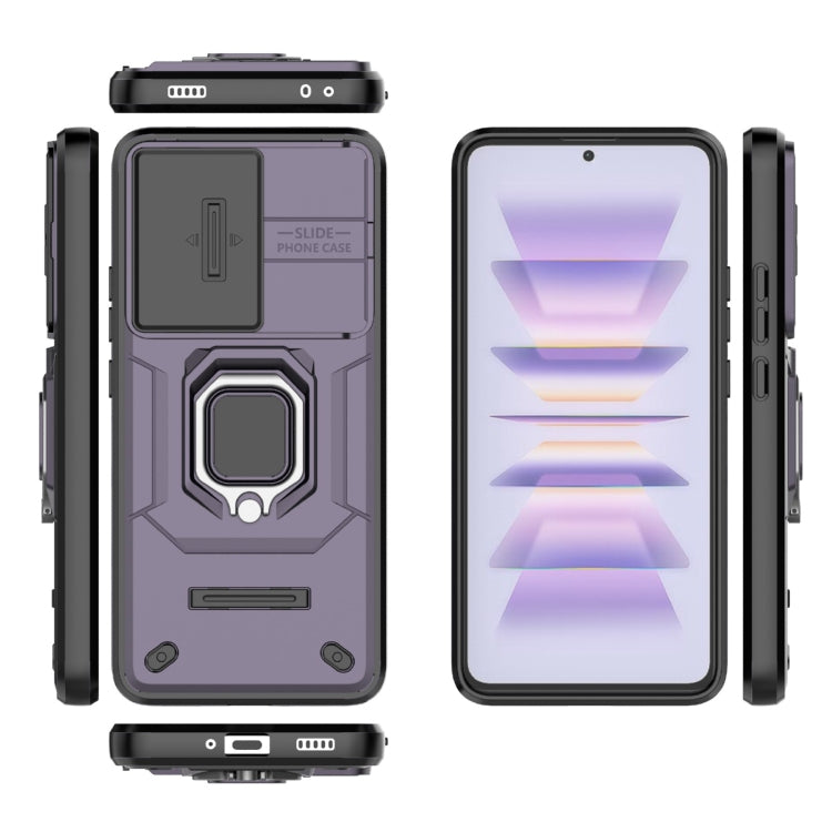 For Xiaomi Redmi K60 5G Sliding Camshield TPU + PC Shockproof Phone Case with Holder(Purple) - Xiaomi Cases by PMC TechLife | Online Shopping South Africa | PMC TechLife | Buy Now Pay Later Mobicred