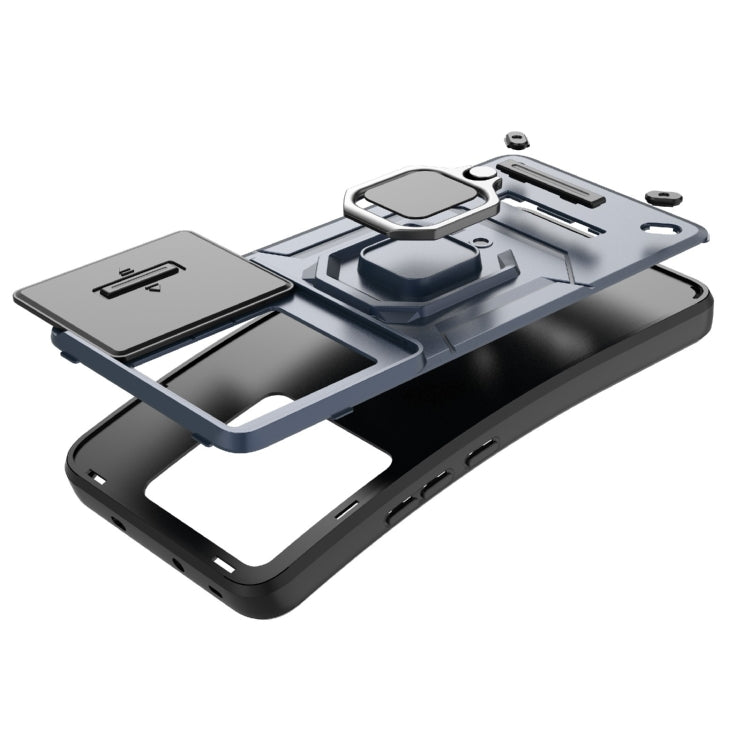 For Xiaomi Redmi K60 Ultra 5G Sliding Camshield TPU + PC Shockproof Phone Case with Holder(Black) - Xiaomi Cases by PMC TechLife | Online Shopping South Africa | PMC TechLife | Buy Now Pay Later Mobicred