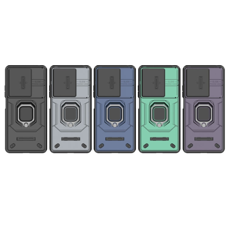 For Xiaomi Redmi Note 13 5G Sliding Camshield TPU + PC Shockproof Phone Case with Holder(Black) - Note 13 Cases by PMC TechLife | Online Shopping South Africa | PMC TechLife | Buy Now Pay Later Mobicred