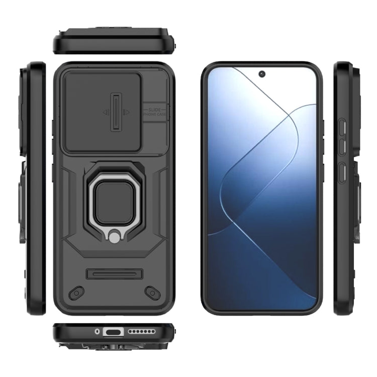 For Xiaomi 14 Sliding Camshield TPU + PC Shockproof Phone Case with Holder(Black) - 14 Cases by PMC TechLife | Online Shopping South Africa | PMC TechLife | Buy Now Pay Later Mobicred