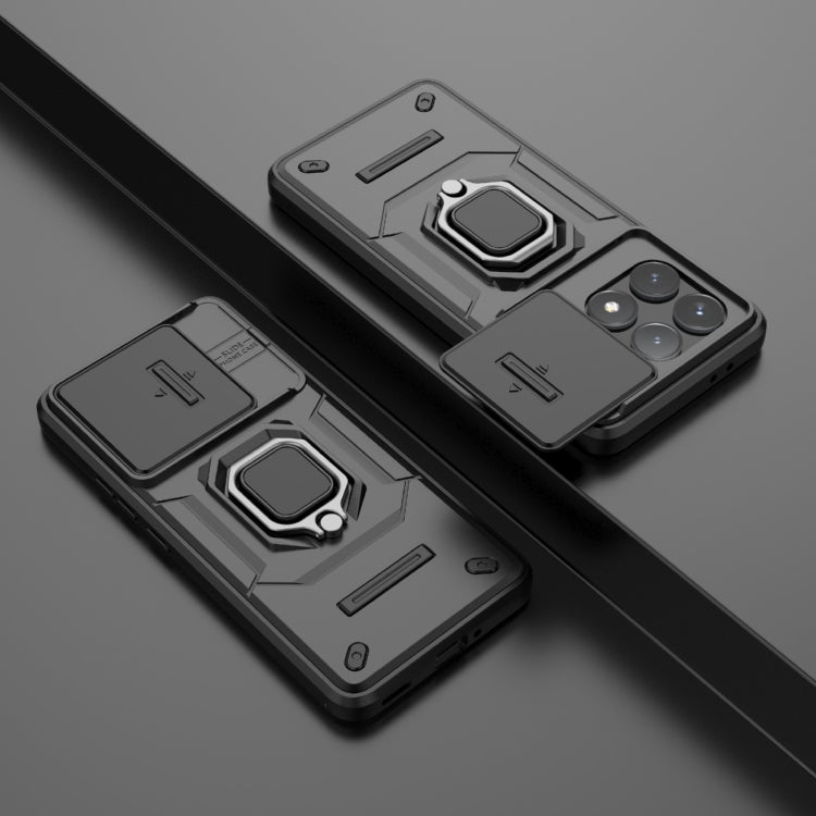 For Xiaomi Redmi K70 5G Sliding Camshield TPU + PC Shockproof Phone Case with Holder(Black) - K70 Cases by PMC TechLife | Online Shopping South Africa | PMC TechLife | Buy Now Pay Later Mobicred