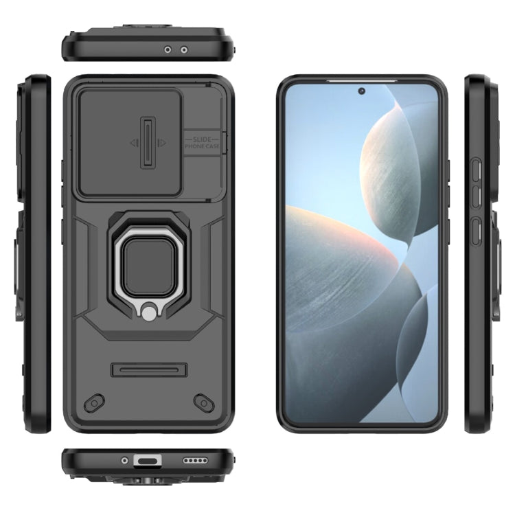 For Xiaomi Redmi K70 5G Sliding Camshield TPU + PC Shockproof Phone Case with Holder(Black) - K70 Cases by PMC TechLife | Online Shopping South Africa | PMC TechLife | Buy Now Pay Later Mobicred