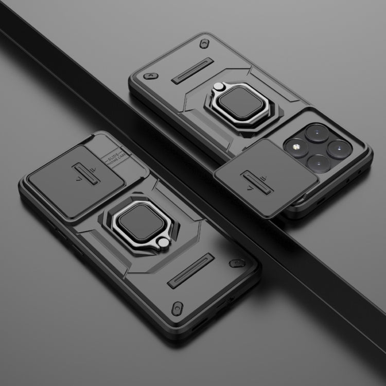 For Xiaomi Redmi K70E 5G Sliding Camshield TPU + PC Shockproof Phone Case with Holder(Black) - K70E Cases by PMC TechLife | Online Shopping South Africa | PMC TechLife | Buy Now Pay Later Mobicred