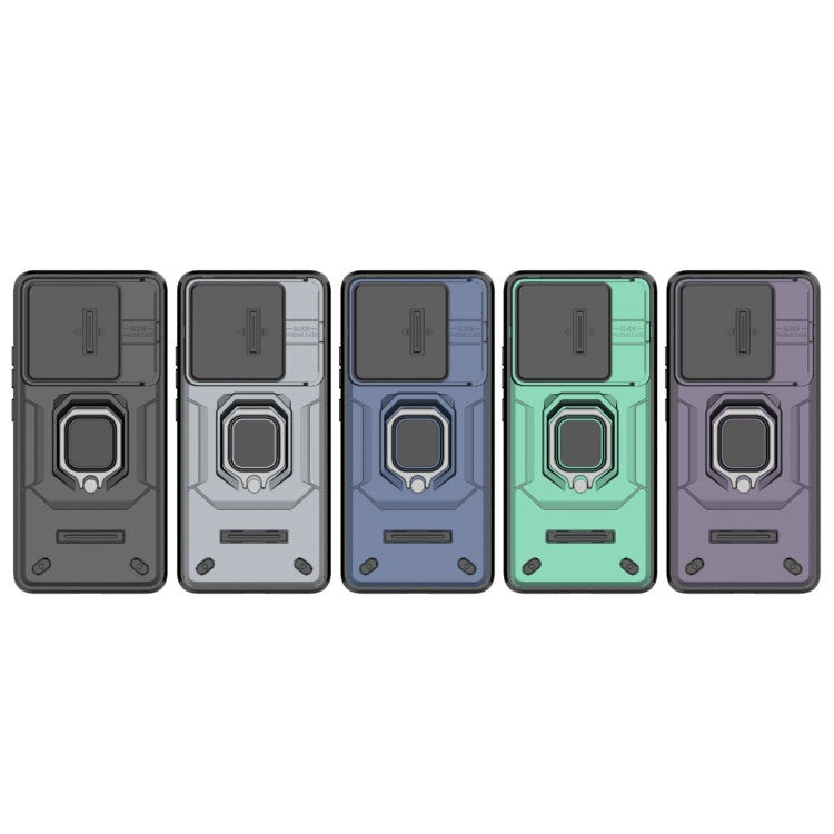 For Xiaomi Redmi K70E 5G Sliding Camshield TPU + PC Shockproof Phone Case with Holder(Blue) - K70E Cases by PMC TechLife | Online Shopping South Africa | PMC TechLife | Buy Now Pay Later Mobicred