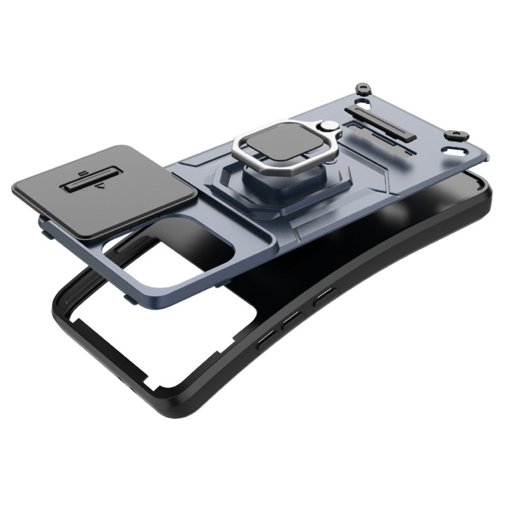 For Xiaomi Redmi K70E 5G Sliding Camshield TPU + PC Shockproof Phone Case with Holder(Green) - K70E Cases by PMC TechLife | Online Shopping South Africa | PMC TechLife | Buy Now Pay Later Mobicred