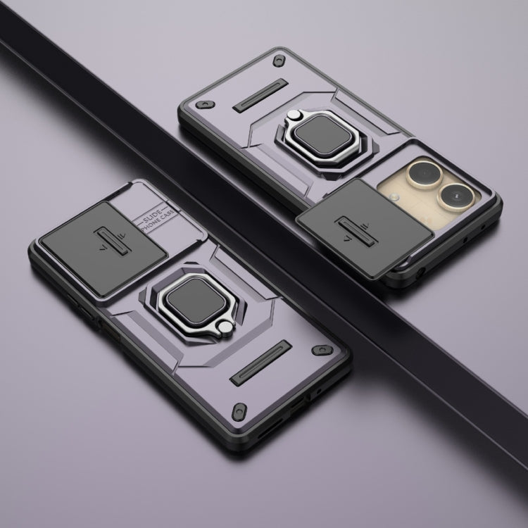 For Xiaomi Redmi Note 13R Pro 5G Sliding Camshield TPU + PC Shockproof Phone Case with Holder(Purple) - Xiaomi Cases by PMC TechLife | Online Shopping South Africa | PMC TechLife | Buy Now Pay Later Mobicred