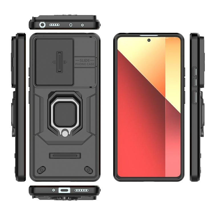 For Xiaomi Redmi Note 13 Pro 4G Global Sliding Camshield TPU + PC Shockproof Phone Case with Holder(Black) - Note 13 Pro Cases by PMC TechLife | Online Shopping South Africa | PMC TechLife | Buy Now Pay Later Mobicred