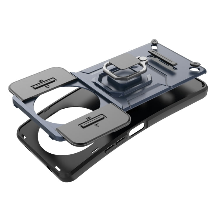 For Xiaomi Redmi A3 4G Global Sliding Camshield TPU + PC Shockproof Phone Case with Holder(Green) - Xiaomi Cases by PMC TechLife | Online Shopping South Africa | PMC TechLife | Buy Now Pay Later Mobicred