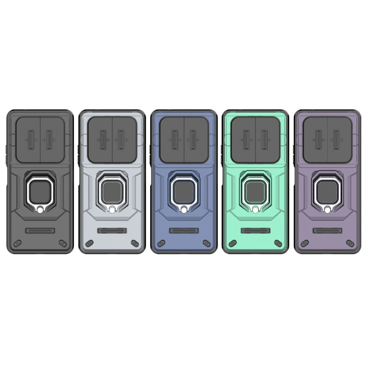 For Xiaomi Redmi A3 4G Global Sliding Camshield TPU + PC Shockproof Phone Case with Holder(Green) - Xiaomi Cases by PMC TechLife | Online Shopping South Africa | PMC TechLife | Buy Now Pay Later Mobicred