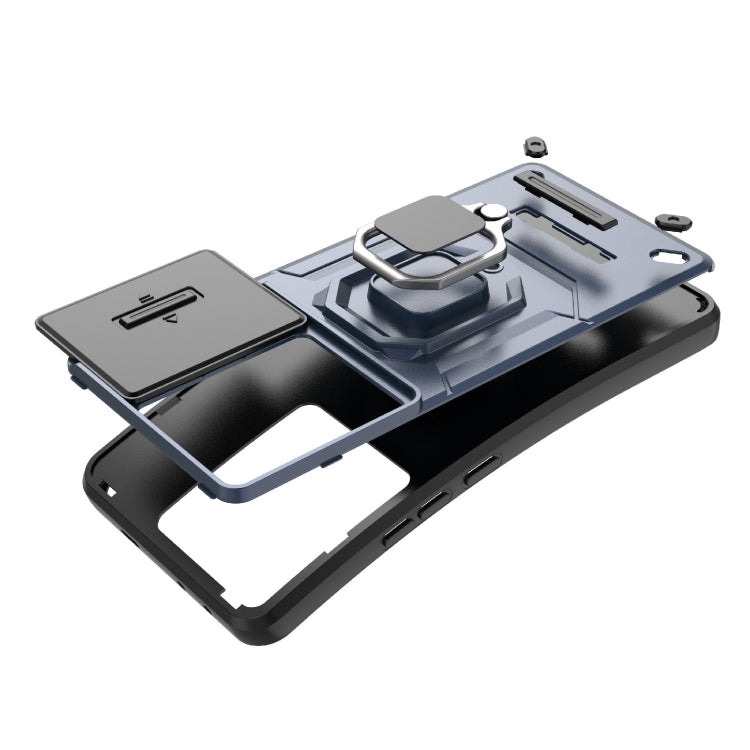 For Xiaomi Redmi Turbo 3 5G Sliding Camshield TPU + PC Shockproof Phone Case with Holder(Green) - Xiaomi Cases by PMC TechLife | Online Shopping South Africa | PMC TechLife | Buy Now Pay Later Mobicred