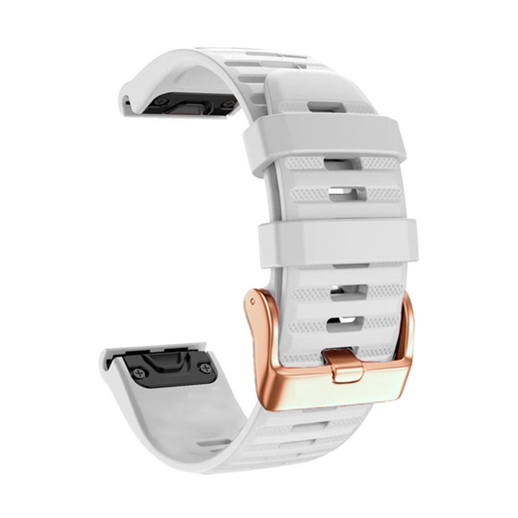 For Garmin Fenix 7S / 6S Pro / 5S Plus 20mm Rose Gold Buckle Quick Release Silicone Watch Band(White) - free shipping - PMC TechLife - Order now!