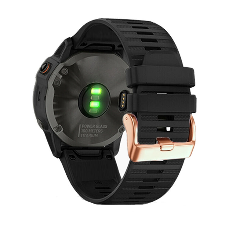 For Garmin Fenix 7S / 6S Pro / 5S Plus 20mm Rose Gold Buckle Quick Release Silicone Watch Band(Black) - free shipping - PMC TechLife - Order now!