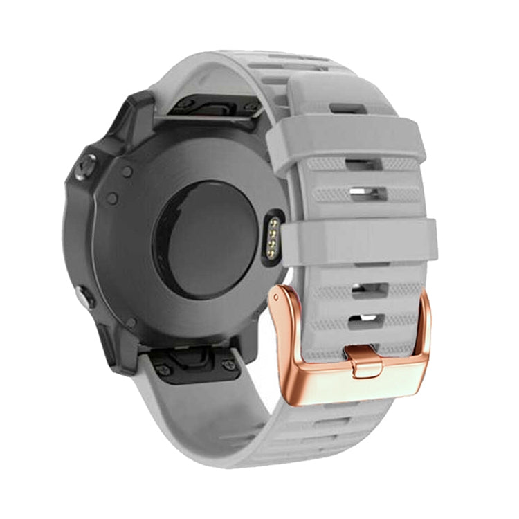 For Garmin Fenix 7S / 6S Pro / 5S Plus 20mm Rose Gold Buckle Quick Release Silicone Watch Band(Grey) - Watch Bands by PMC TechLife | Online Shopping South Africa | PMC TechLife | Buy Now Pay Later Mobicred
