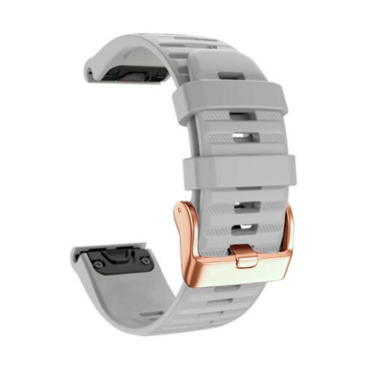 For Garmin Fenix 7S / 6S Pro / 5S Plus 20mm Rose Gold Buckle Quick Release Silicone Watch Band(Grey) - Watch Bands by PMC TechLife | Online Shopping South Africa | PMC TechLife | Buy Now Pay Later Mobicred