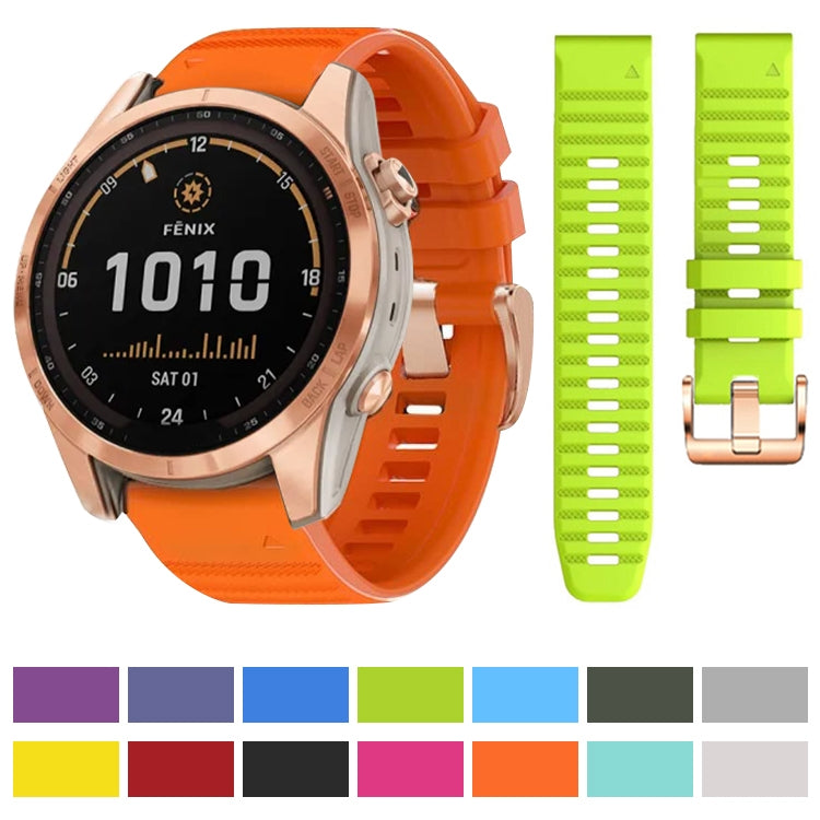 For Garmin Fenix 7S / 6S Pro / 5S Plus 20mm Rose Gold Buckle Quick Release Silicone Watch Band(Grey) - Watch Bands by PMC TechLife | Online Shopping South Africa | PMC TechLife | Buy Now Pay Later Mobicred