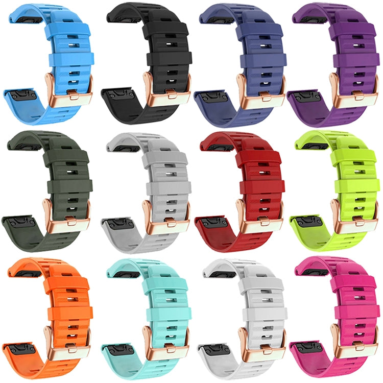 For Garmin Fenix 7S / 6S Pro / 5S Plus 20mm Rose Gold Buckle Quick Release Silicone Watch Band(Blue) - free shipping - PMC TechLife - Order now!