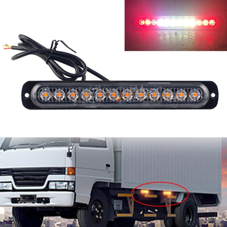DC12V-24V / 36W Car Truck Emergency Strobe Flash Warning Light 12LEDs Long Ultra-thin Side Lights(Red + White + Red) - Warning Lights by PMC TechLife | Online Shopping South Africa | PMC TechLife | Buy Now Pay Later Mobicred