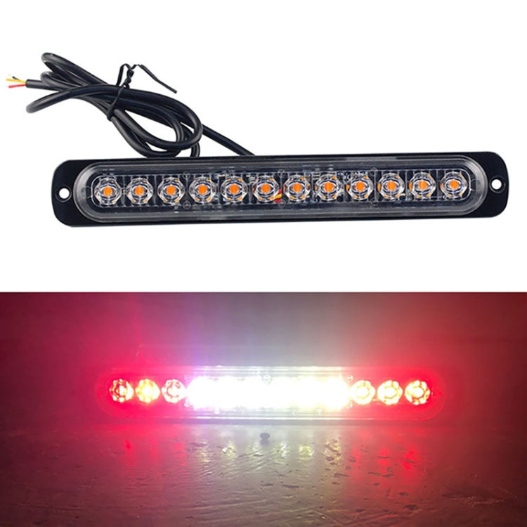 DC12V-24V / 36W Car Truck Emergency Strobe Flash Warning Light 12LEDs Long Ultra-thin Side Lights(Red + White + Red) - Warning Lights by PMC TechLife | Online Shopping South Africa | PMC TechLife | Buy Now Pay Later Mobicred