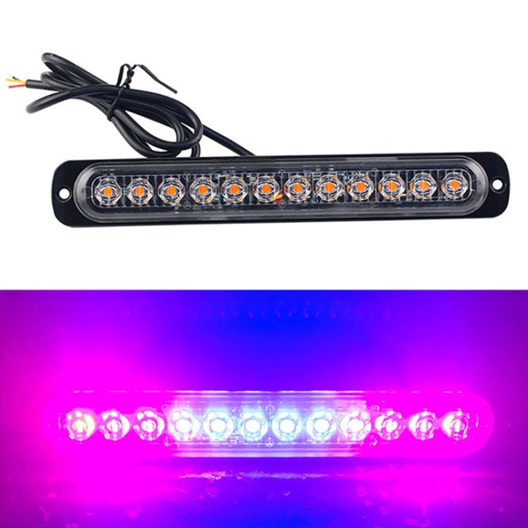 DC12V-24V / 36W Car Truck Emergency Strobe Flash Warning Light 12LEDs Long Ultra-thin Side Lights(Red + Blue + Red) - Warning Lights by PMC TechLife | Online Shopping South Africa | PMC TechLife | Buy Now Pay Later Mobicred