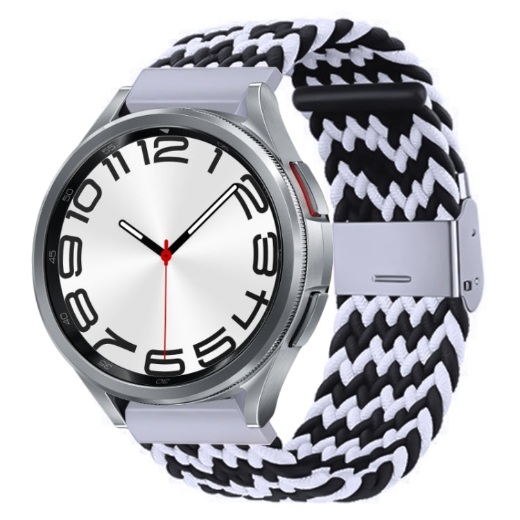 For Samsung Galaxy Watch 6 / 6 Classic Nylon Braided Metal Buckle Watch Band(W Black White) - Watch Bands by PMC TechLife | Online Shopping South Africa | PMC TechLife