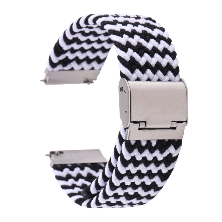 For Samsung Galaxy Watch 6 / 6 Classic Nylon Braided Metal Buckle Watch Band(W Black White) - Watch Bands by PMC TechLife | Online Shopping South Africa | PMC TechLife