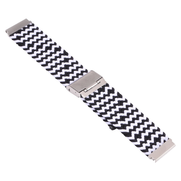 For Samsung Galaxy Watch 6 / 6 Classic Nylon Braided Metal Buckle Watch Band(W Black White) - Watch Bands by PMC TechLife | Online Shopping South Africa | PMC TechLife