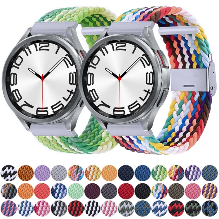 For Samsung Galaxy Watch 6 / 6 Classic Nylon Braided Metal Buckle Watch Band(W Black White) - Watch Bands by PMC TechLife | Online Shopping South Africa | PMC TechLife