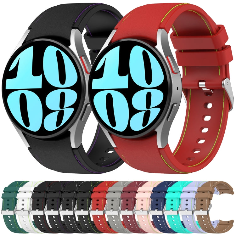 For Samsung Galaxy Watch 6 / 6 Classic Leather Silicone Watch Band(Black+White) - Watch Bands by PMC TechLife | Online Shopping South Africa | PMC TechLife