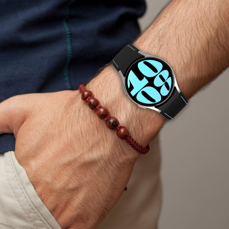 For Samsung Galaxy Watch 6 / 6 Classic Leather Silicone Watch Band(Black+White) - Watch Bands by PMC TechLife | Online Shopping South Africa | PMC TechLife