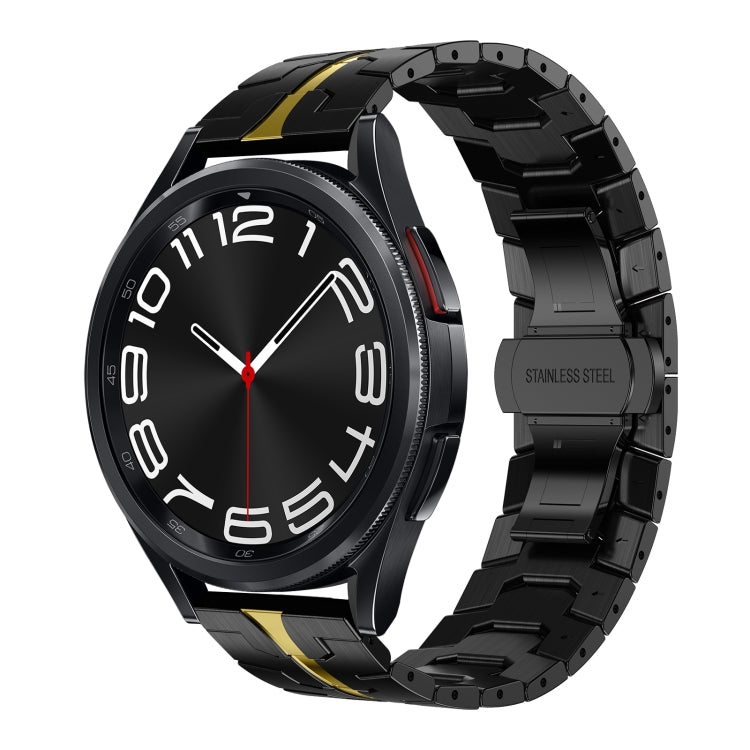 For Samsung Galaxy Watch 6 / 6 Classic Stainless Steel Metal Watch Band(Black Gold) - Watch Bands by PMC TechLife | Online Shopping South Africa | PMC TechLife