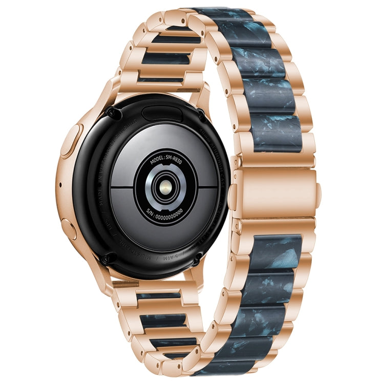 For Samsung Galaxy Watch 6 / 6 Classic Three Bead Resin Metal Watch Band(Rose Gold Blue) - free shipping - PMC TechLife - Order now!