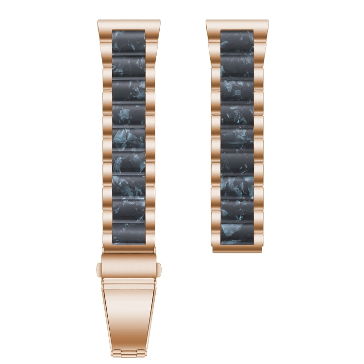 For Samsung Galaxy Watch 6 / 6 Classic Three Bead Resin Metal Watch Band(Rose Gold Blue) - free shipping - PMC TechLife - Order now!