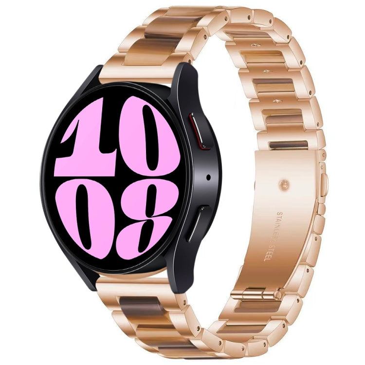 For Samsung Galaxy Watch 6 / 6 Classic Three Bead Resin Metal Watch Band(Rose Gold Brown) - free shipping - PMC TechLife - Order now!