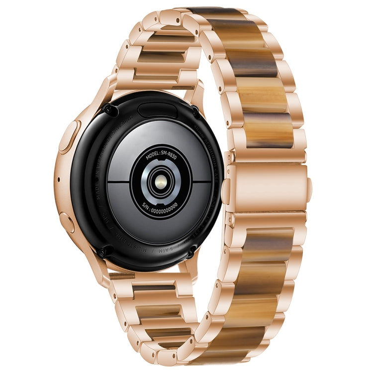 For Samsung Galaxy Watch 6 / 6 Classic Three Bead Resin Metal Watch Band(Rose Gold Brown) - free shipping - PMC TechLife - Order now!
