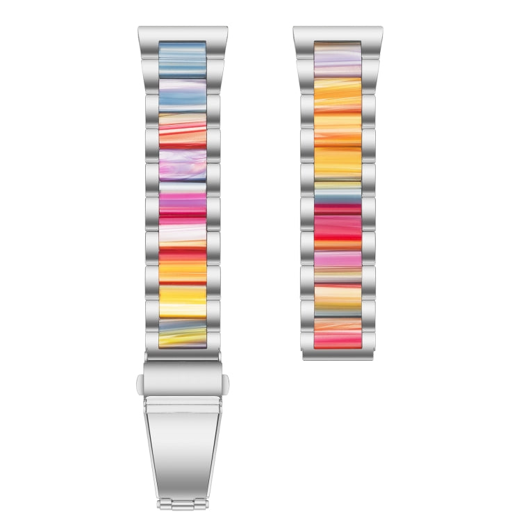 For Samsung Galaxy Watch 6 / 6 Classic Three Bead Resin Metal Watch Band(Silver Rainbow) - free shipping - PMC TechLife - Order now!