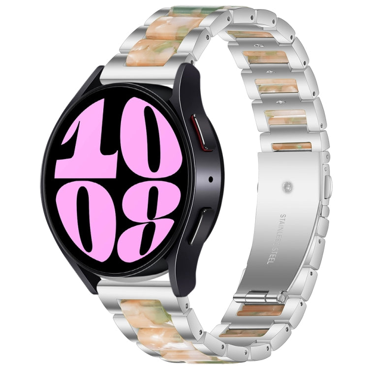 For Samsung Galaxy Watch 6 / 6 Classic Three Bead Resin Metal Watch Band(Silver Green) - free shipping - PMC TechLife - Order now!