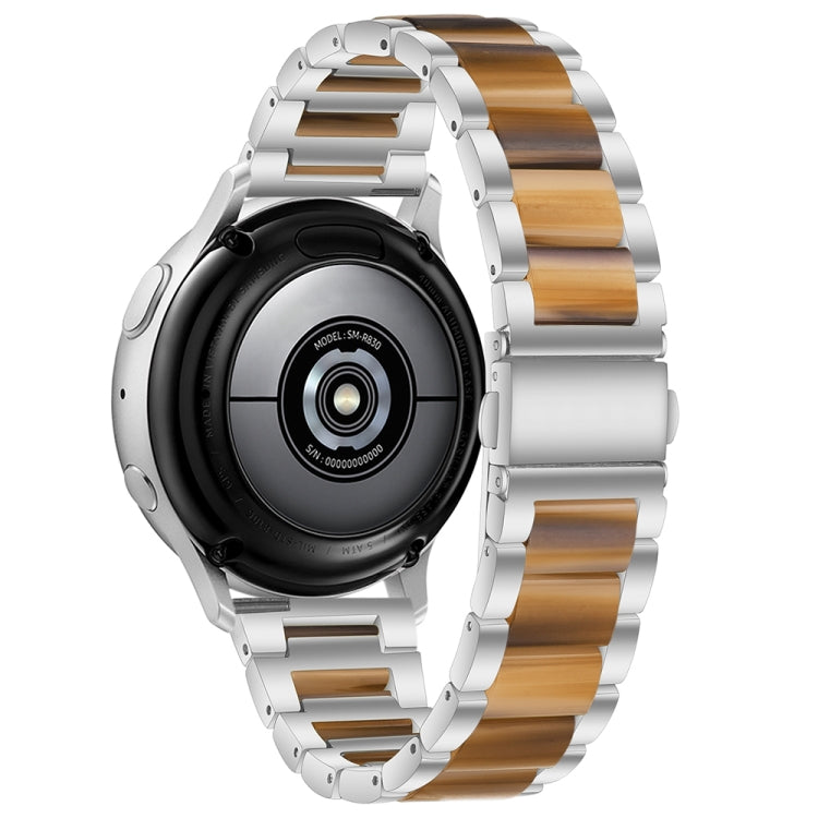 For Samsung Galaxy Watch 6 / 6 Classic Three Bead Resin Metal Watch Band(Silver Brown) - free shipping - PMC TechLife - Order now!