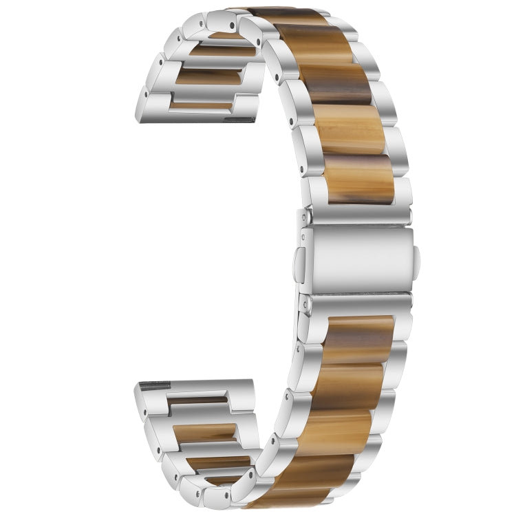 For Samsung Galaxy Watch 6 / 6 Classic Three Bead Resin Metal Watch Band(Silver Brown) - free shipping - PMC TechLife - Order now!