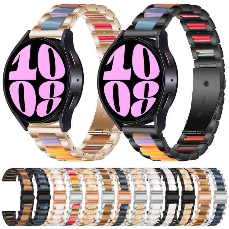 For Samsung Galaxy Watch 6 / 6 Classic Three Bead Resin Metal Watch Band(Silver Rainbow) - free shipping - PMC TechLife - Order now!