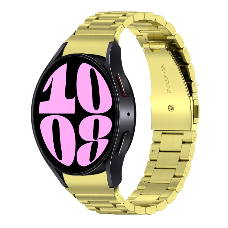 For Samsung Galaxy Watch 6 / 6 Classic Three Bead Stainless Steel Watch Band(Gold) - free shipping - PMC TechLife - Order now!