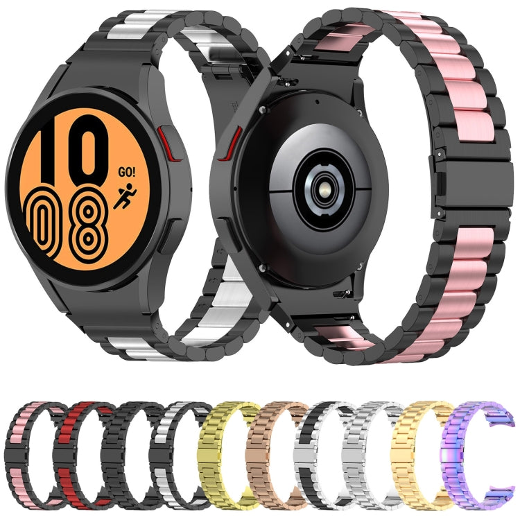 For Samsung Galaxy Watch 6 / 6 Classic Three Bead Stainless Steel Watch Band(Black Silver) - free shipping - PMC TechLife - Order now!