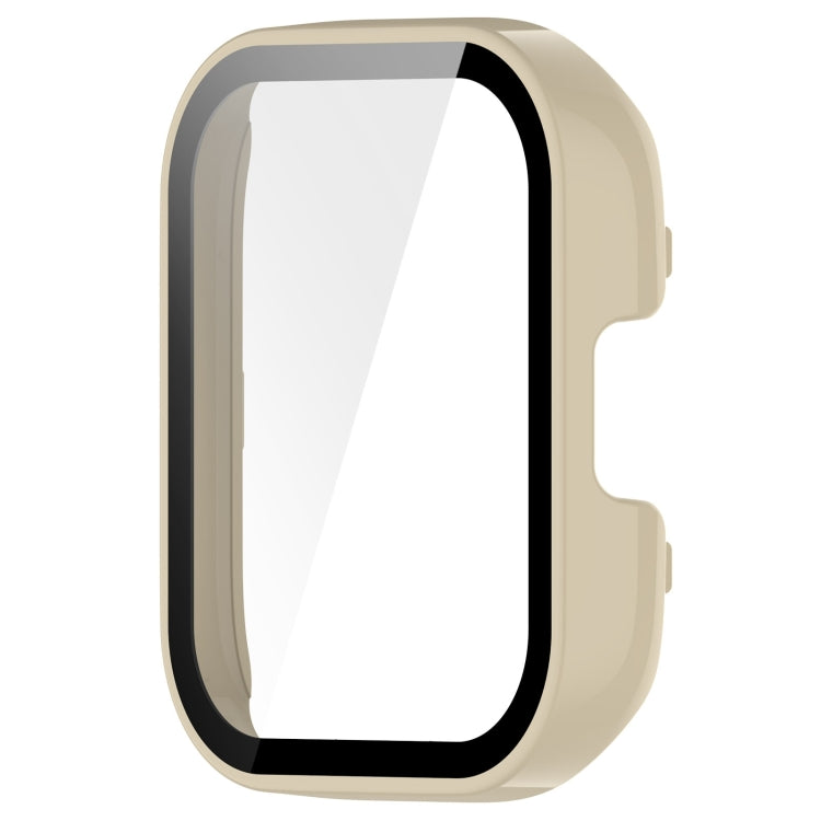 For Xiaomi Mi Watch Lite 3 PC + Tempered Film Integrated Watch Protective Case(Ivory White) - Watch Cases by PMC TechLife | Online Shopping South Africa | PMC TechLife