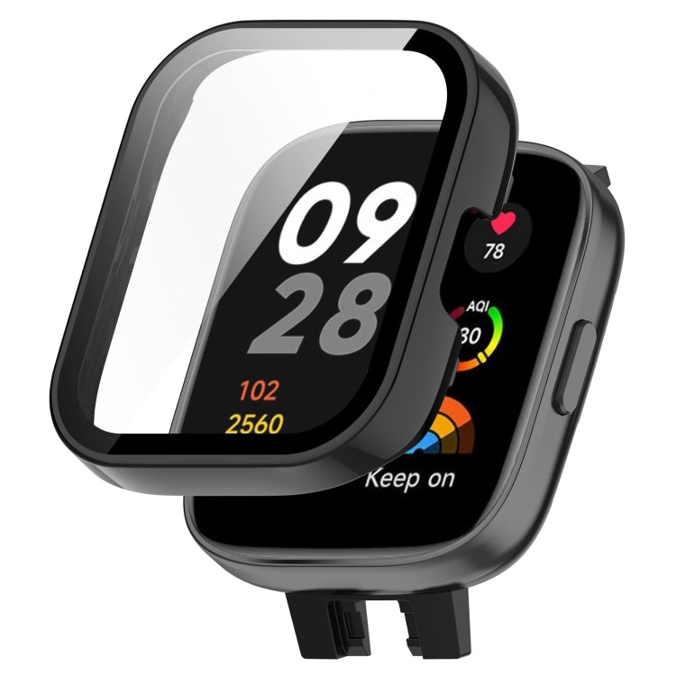 For Redmi Watch 3 Lite / Redmi Watch 3 Active PC + Tempered Film Integrated Watch Protective Case(Black) - Watch Cases by PMC TechLife | Online Shopping South Africa | PMC TechLife | Buy Now Pay Later Mobicred