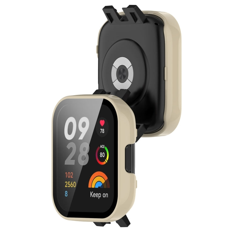 For Redmi Watch 3 Lite / Redmi Watch 3 Active PC + Tempered Film Integrated Watch Protective Case(Ivory White) - Watch Cases by PMC TechLife | Online Shopping South Africa | PMC TechLife
