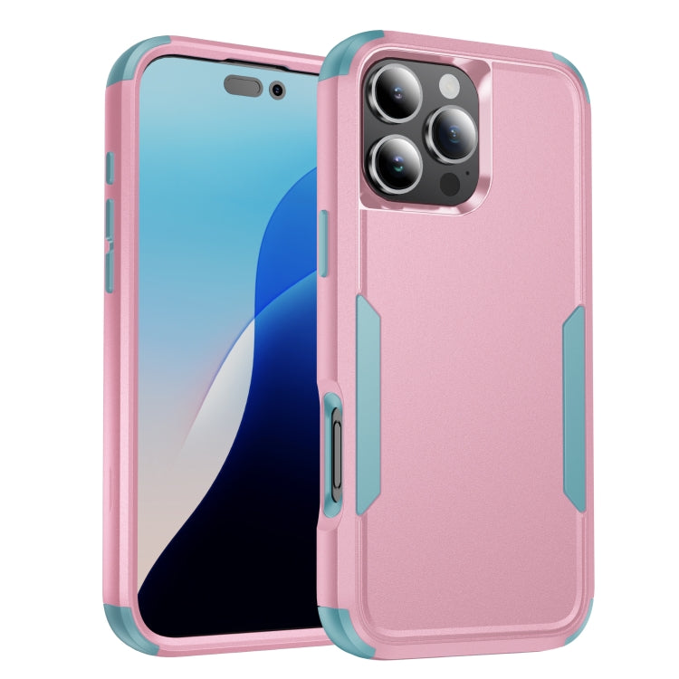 For iPhone 16 Pro Commuter Shockproof TPU + PC Phone Case(Pink+Grey Green) - free shipping - PMC TechLife - Order now!