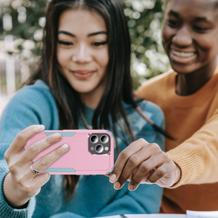 For iPhone 16 Pro Commuter Shockproof TPU + PC Phone Case(Pink+Grey Green) - free shipping - PMC TechLife - Order now!