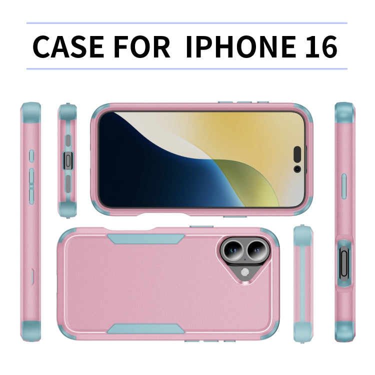 For iPhone 16 Commuter Shockproof TPU + PC Phone Case(Pink+Grey Green) - iPhone 16 Cases by PMC TechLife | Online Shopping South Africa | PMC TechLife | Buy Now Pay Later Mobicred