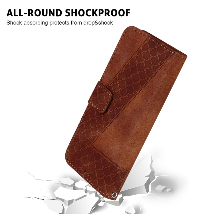 For OPPO A38 4G / A18 7-shaped Embossed Leather Phone Case(Brown) - A38 Cases by PMC TechLife | Online Shopping South Africa | PMC TechLife | Buy Now Pay Later Mobicred